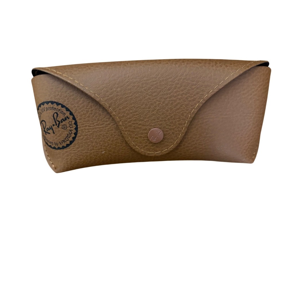 Ray-Ban Brown Textured Faux Leather Sunglasses Case with Snap Closure Classic